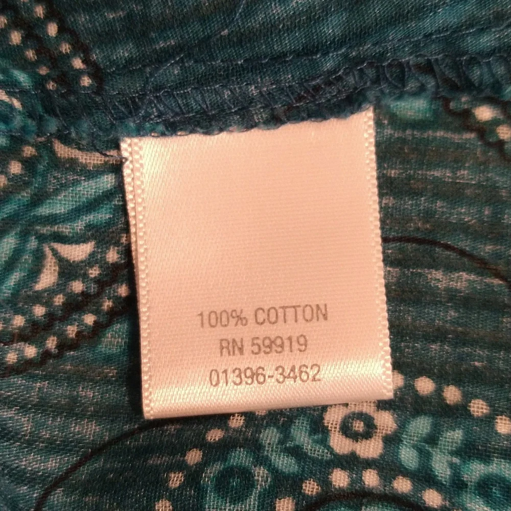 Christopher and Banks turquoise print cotton top Sz XL - Picture 8 of 10